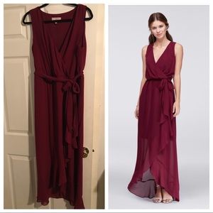 David’s Bridal faux wrap chiffon bridesmaid dress